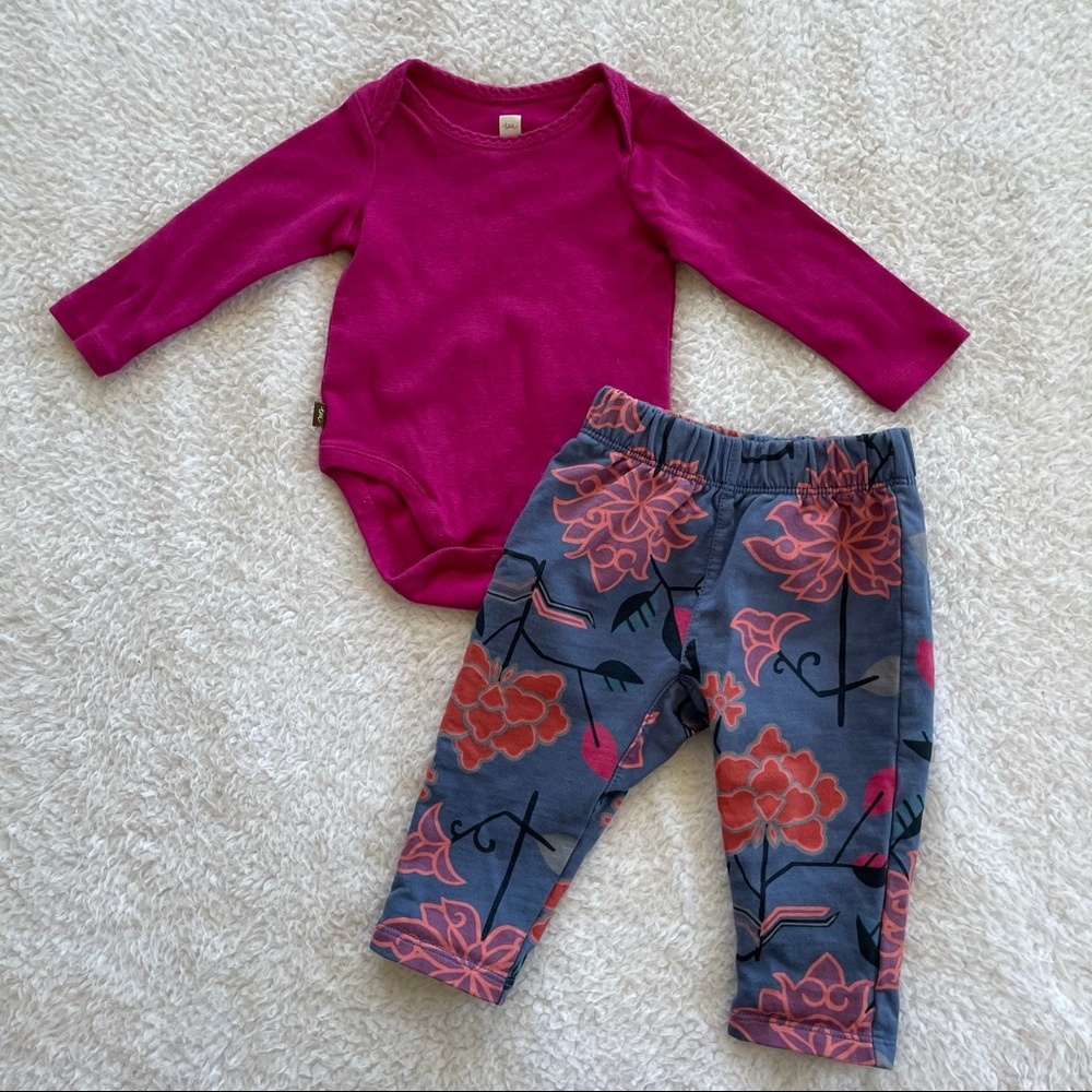 Tea Collection Floral Pants & Bodysuit Bundle